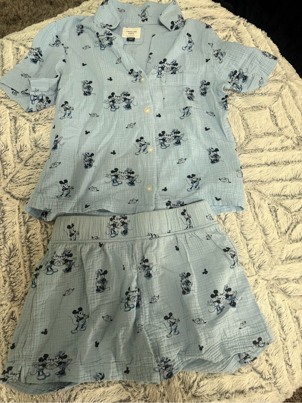 American Eagle Outfitters Light Blue Mickey Mouse Pajama Set